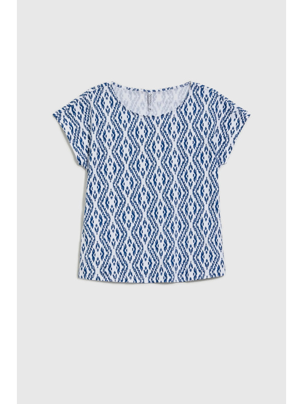 Moodo Синьо-бяла щампована тениска