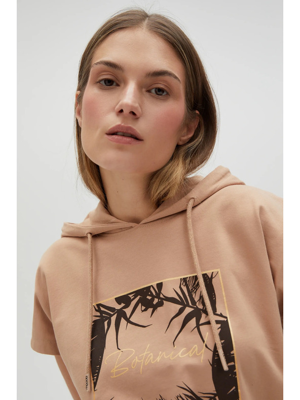 Moodo Бежов суитшърт топ с качулка