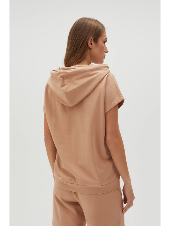 Moodo Бежов суитшърт топ с качулка