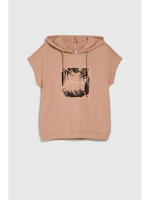 Moodo Бежов суитшърт топ с качулка