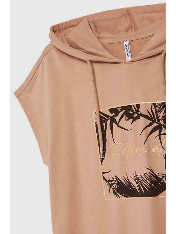 Moodo Бежов суитшърт топ с качулка