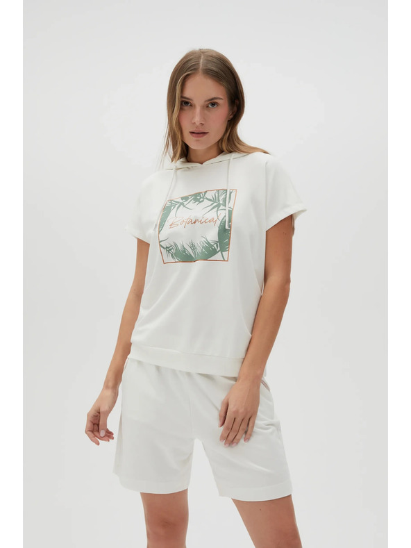 Moodo Бял суитшърт топ с качулка