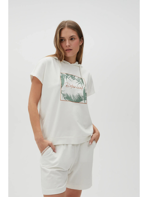 Moodo Бял суитшърт топ с качулка