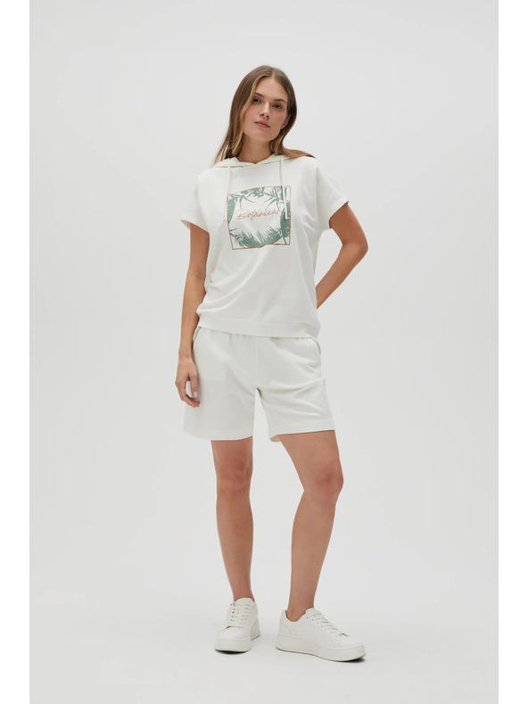 Moodo Бял суитшърт топ с качулка