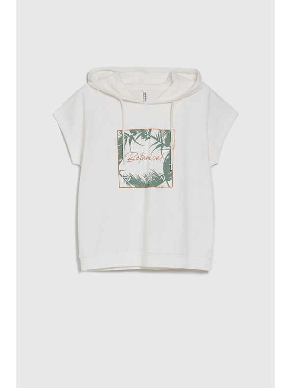 Moodo Бял суитшърт топ с качулка