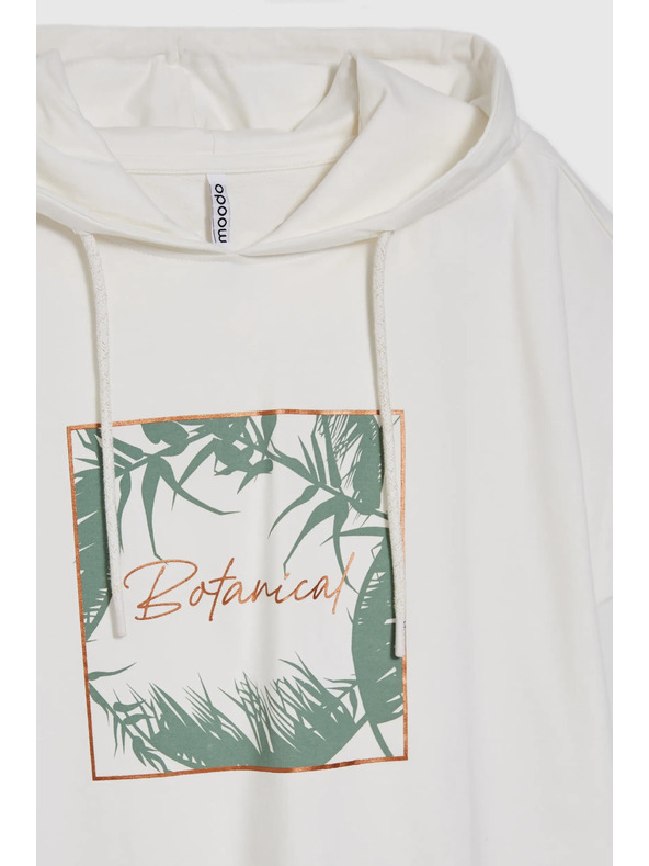 Moodo Бял суитшърт топ с качулка