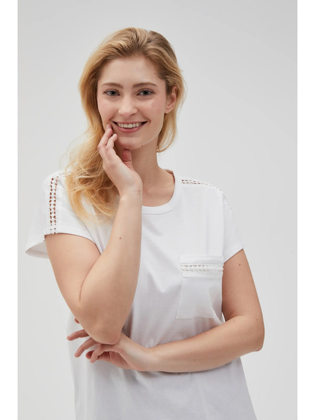 Moodo Дамска тениска с джоб Moodo – бяла