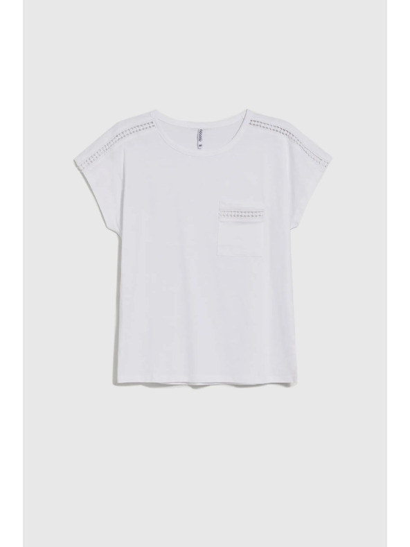 Moodo Дамска тениска с джоб Moodo – бяла