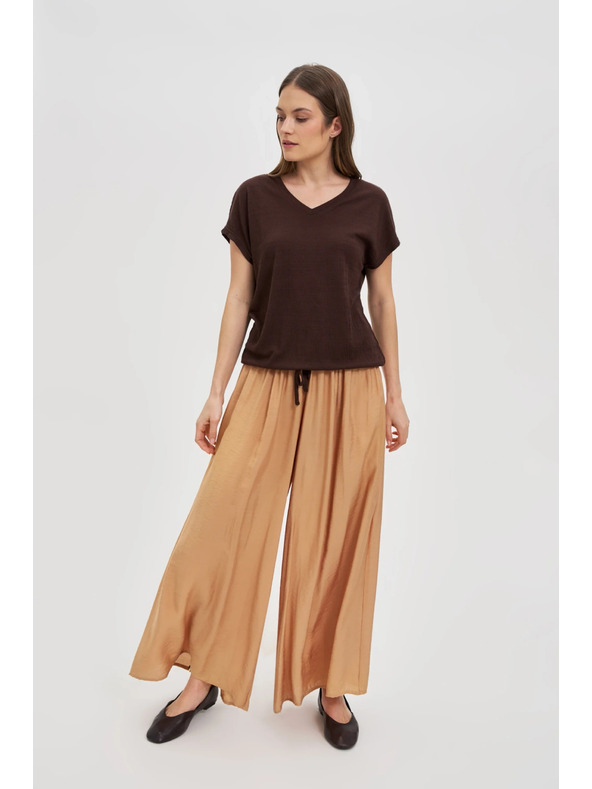 Moodo Дамска кафява тениска с връзване