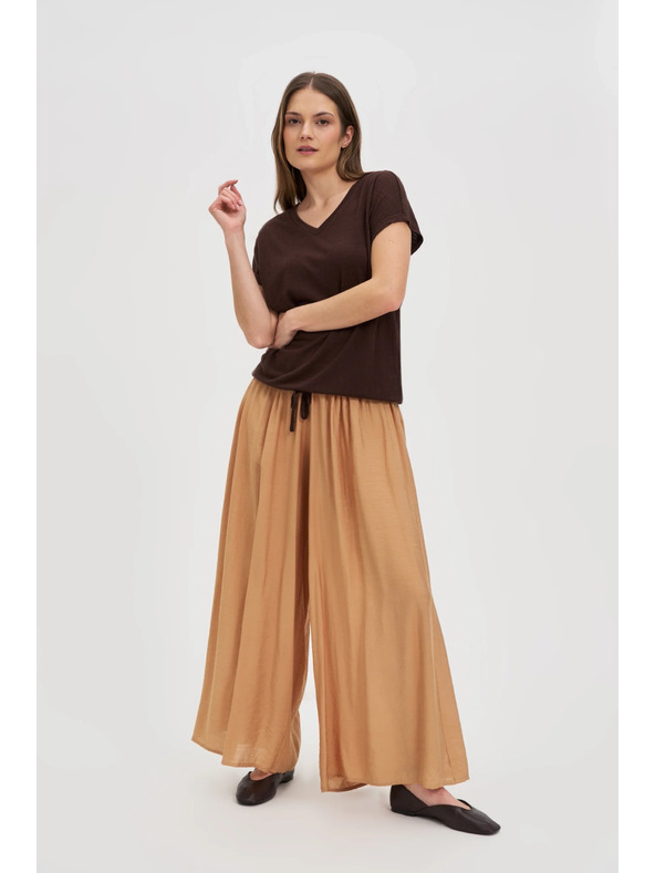 Moodo Дамска кафява тениска с връзване