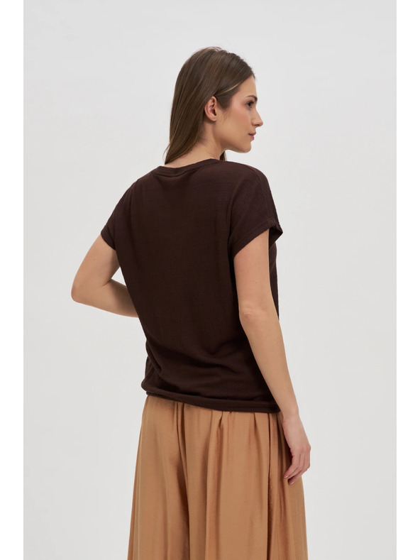 Moodo Дамска кафява тениска с връзване