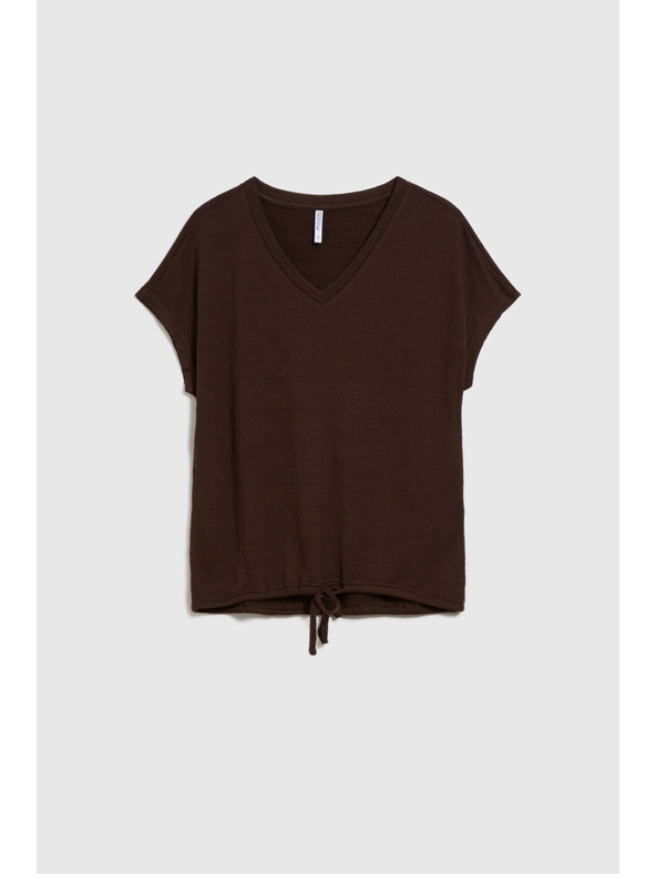 Moodo Дамска кафява тениска с връзване
