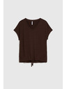 Moodo Дамска кафява тениска с връзване