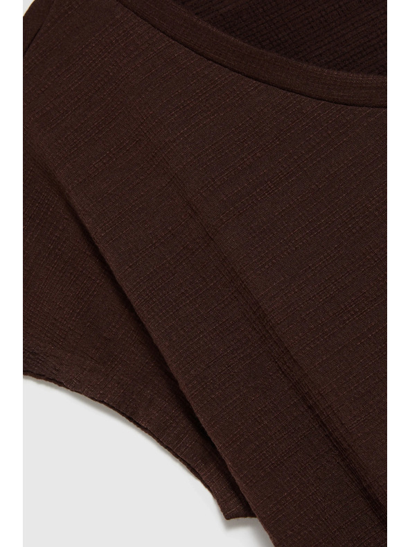 Moodo Дамска кафява тениска с връзване