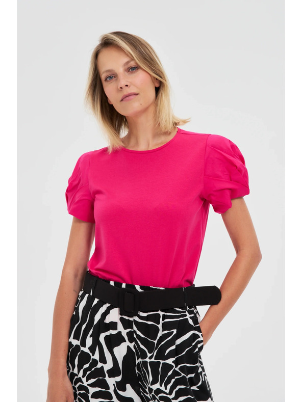 Moodo Розов топ с набрани ръкави