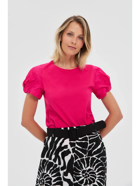 Moodo Розов топ с набрани ръкави