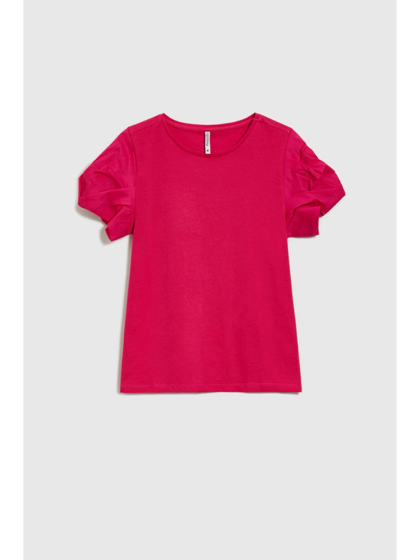 Moodo Розов топ с набрани ръкави