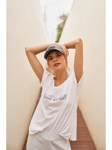 Moodo Дамска памучна тениска Moodo – бял цвят