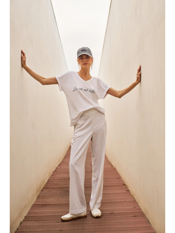 Moodo Дамска памучна тениска Moodo – бял цвят