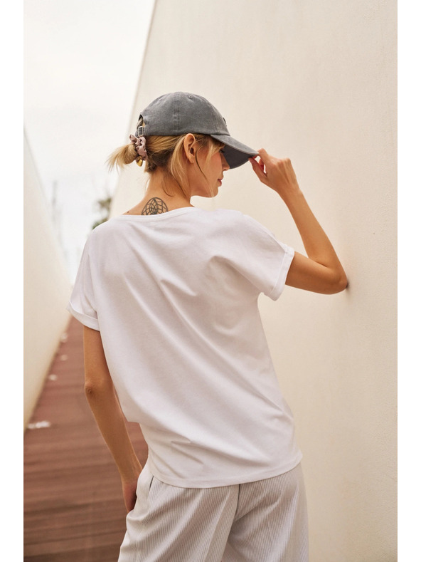 Moodo Дамска памучна тениска Moodo – бял цвят