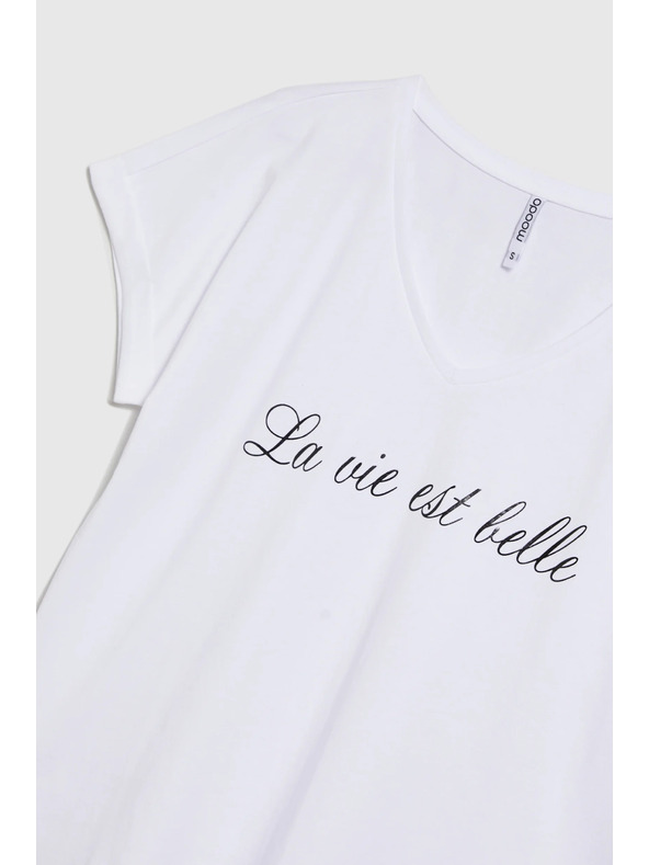 Moodo Дамска памучна тениска Moodo – бял цвят