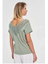 Moodo Дамски зелен топ с прозрачен гръб