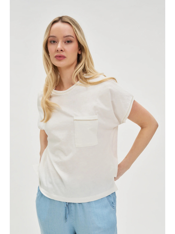Moodo Дамски топ с джоб - бял