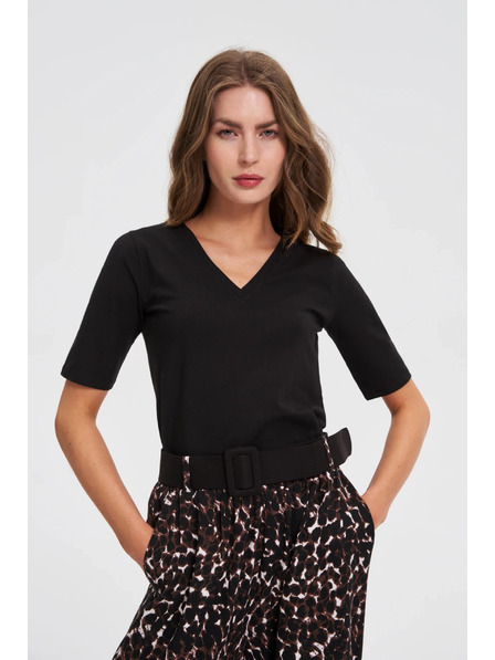 Moodo Черен basic топ с 3/4 ръкав Moodo