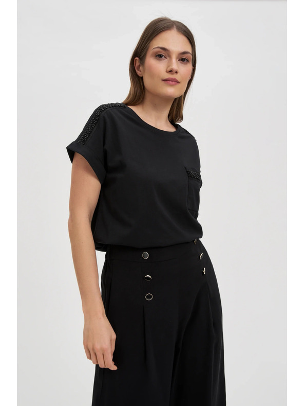 Moodo Дамска тениска с мъниста Moodo – черна