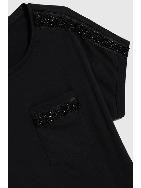 Moodo Дамска тениска с мъниста Moodo – черна