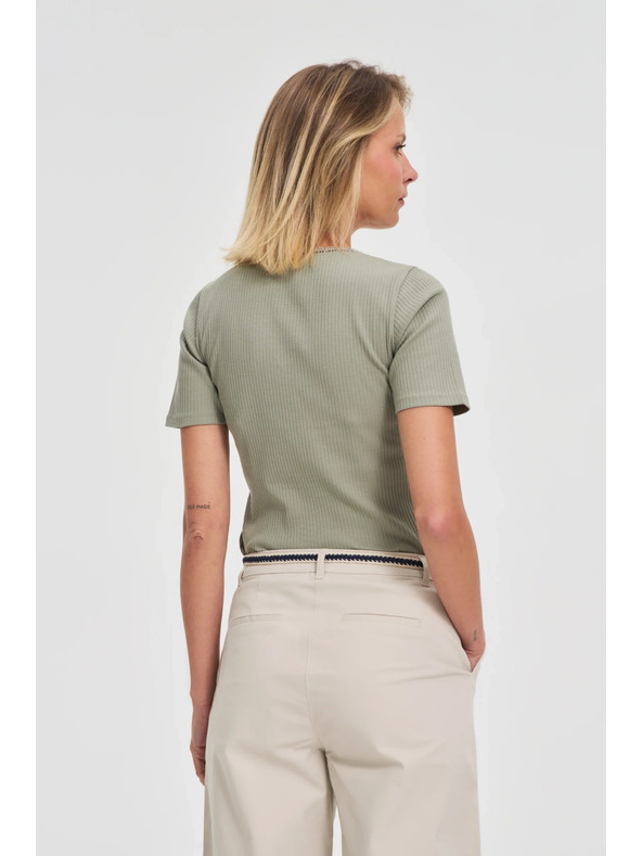 Moodo Дамска маслинена тениска с копчета