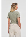 Moodo Дамска маслинена тениска с копчета
