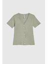 Moodo Дамска маслинена тениска с копчета