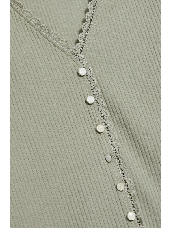 Moodo Дамска маслинена тениска с копчета