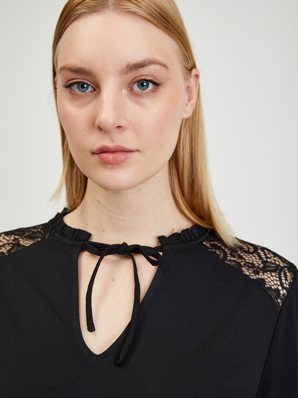 Orsay Черна дамска блуза с дантела ORSAY