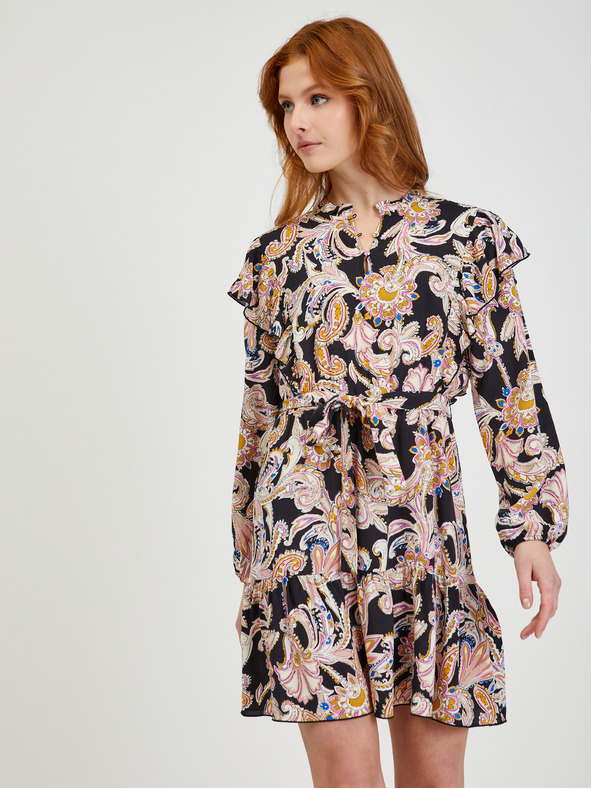 Orsay Бежово-черна дамска щампована рокля ORSAY