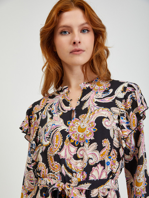 Orsay Бежово-черна дамска щампована рокля ORSAY