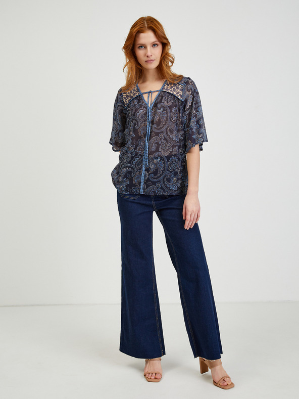 Orsay Тъмносиня дамска блуза с десен ORSAY