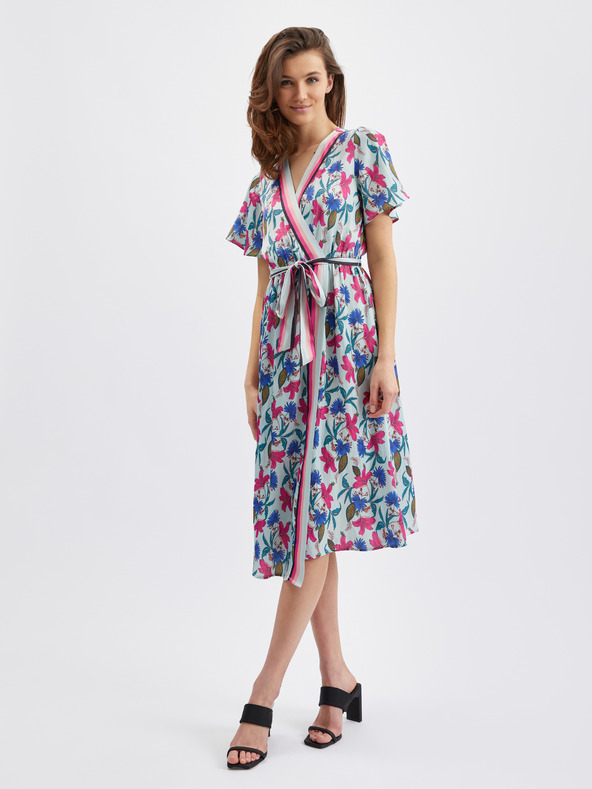 Orsay Розово-синя дамска рокля на цветя ORSAY