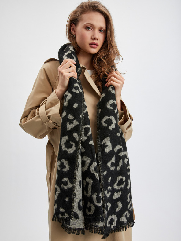 Orsay Черен дамски шал с десен ORSAY