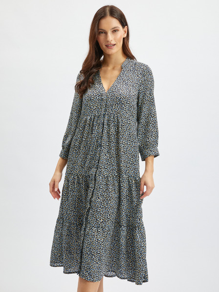 Orsay Синьо-черна дамска рокля-риза с десен ORSAY