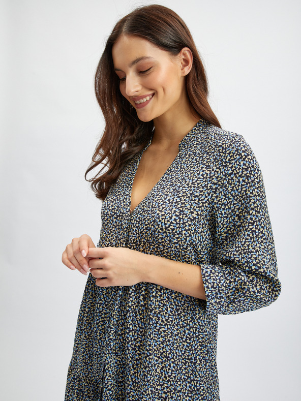 Orsay Синьо-черна дамска рокля-риза с десен ORSAY