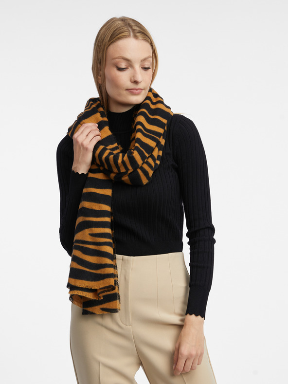 Orsay Черно-кафяв дамски шал с десен ORSAY