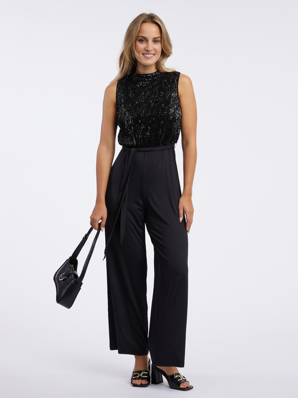 Orsay Черен дамски гащеризон с пайети ORSAY