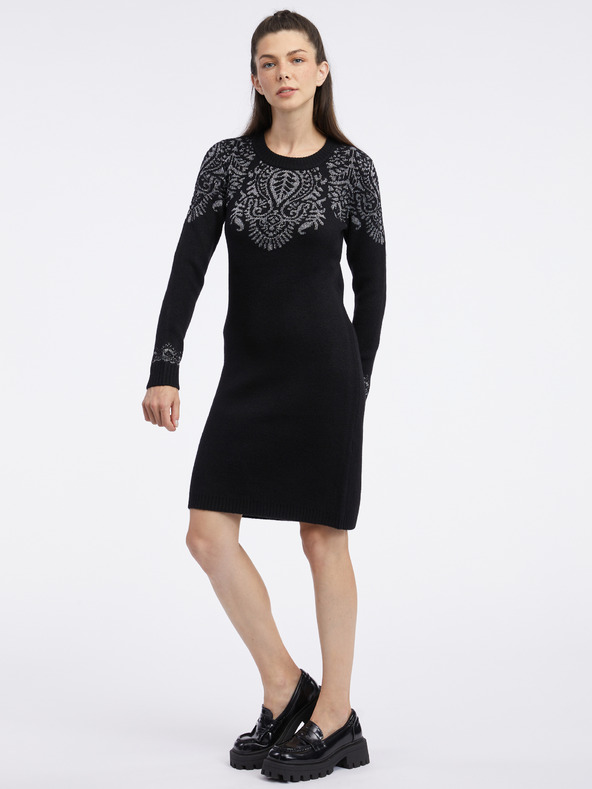 Orsay Черна дамска рокля-пуловер ORSAY