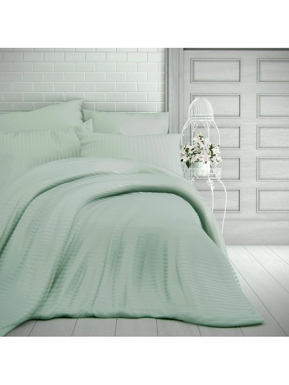 Kvalitex Френско сатенено спално бельо с ивица 1+2, 240x200, 70x90см МАСЛИНЕНО