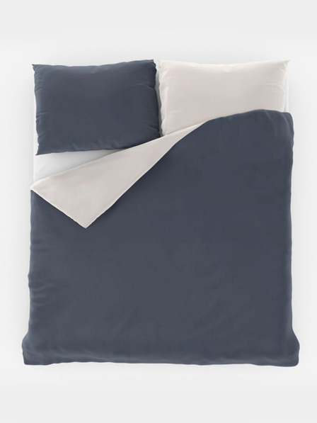 Kvalitex Сатенено френско спално бельо LUXURY COLLECTION 1+2, 200x200, 70x90см тъмносиво / бяло