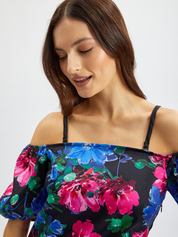 Orsay Розово-черна дамска рокля на цветя ORSAY