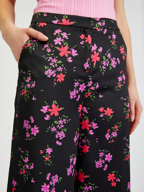 Orsay Черен дамски широк панталон на цветя ORSAY