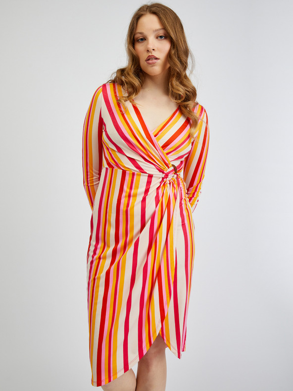 Orsay Червено-оранжева дамска рокля на райе ORSAY